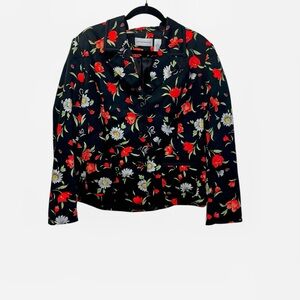 Alfred dunner ladybug flowers black red blazer jacket 14 vintage retro grandma
